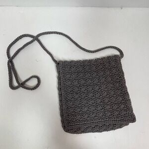 The Sak Crochet Pewter Gray Small Crossbody Zipper‎ Flap Purse